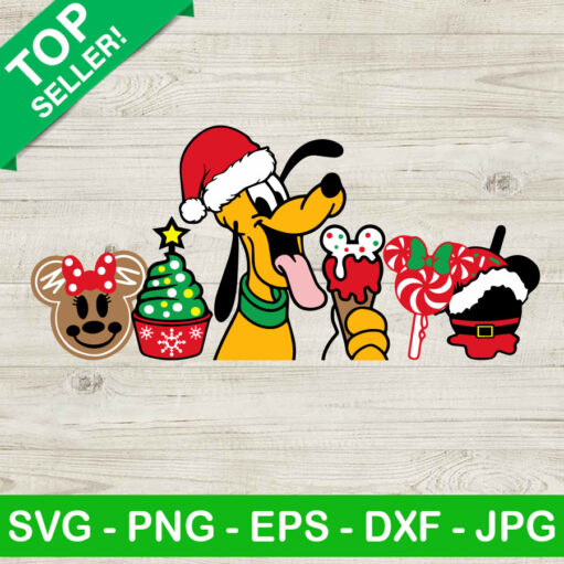 Disney Pluto And Christmas Snacks Svg