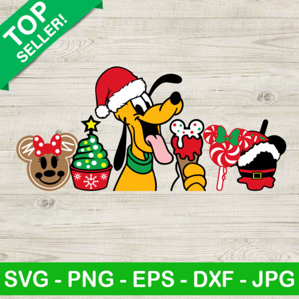 Disney Pluto And Christmas Snacks SVG