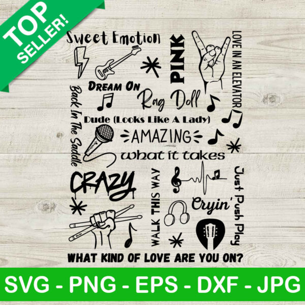 AeroSmith Song Collage SVG