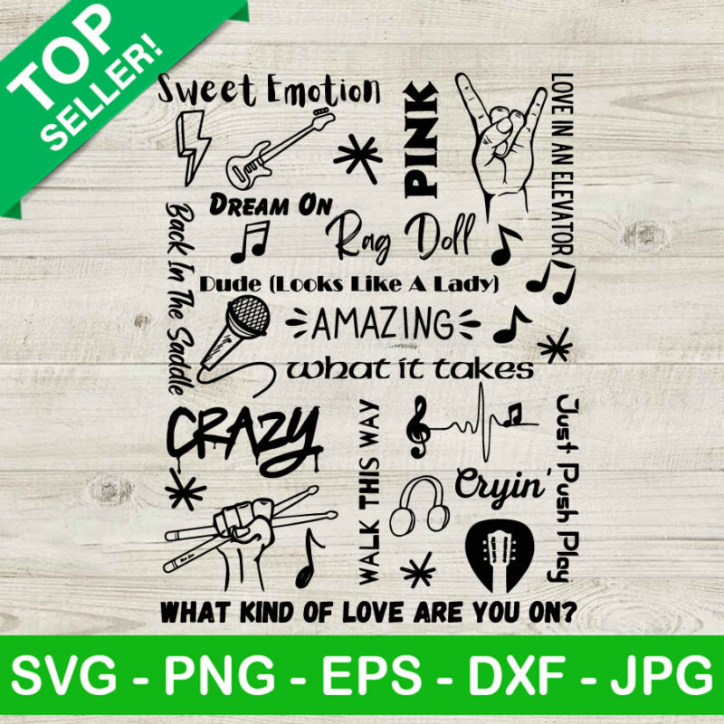 AeroSmith Song Collage SVG