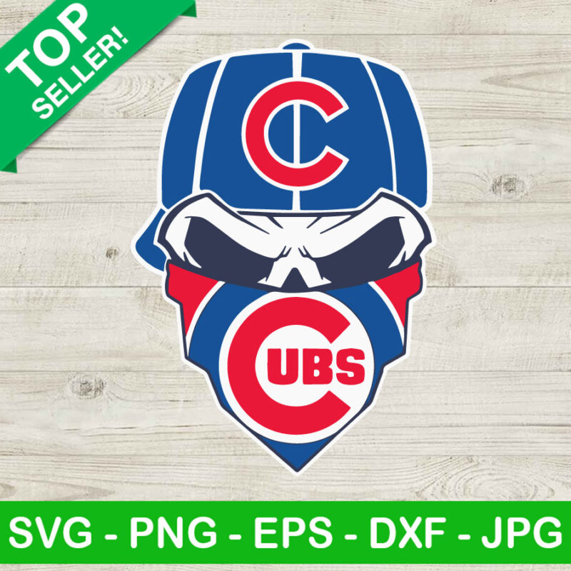 Chicago Cubs Skull SVG, Cubs Baseball Team Skull SVG, MLB Chicago Cubs SVG