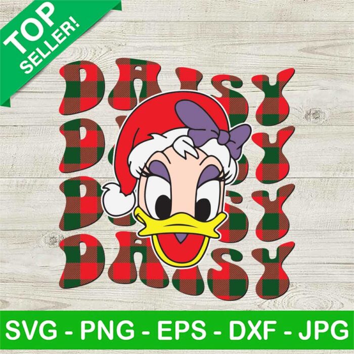 Daisy Duck Retro Christmas Buffalo Plaid SVG, Disney Daisy Duck SVG, Retro Christmas SVG, Buffalo Plaid Daisy Duck SVG