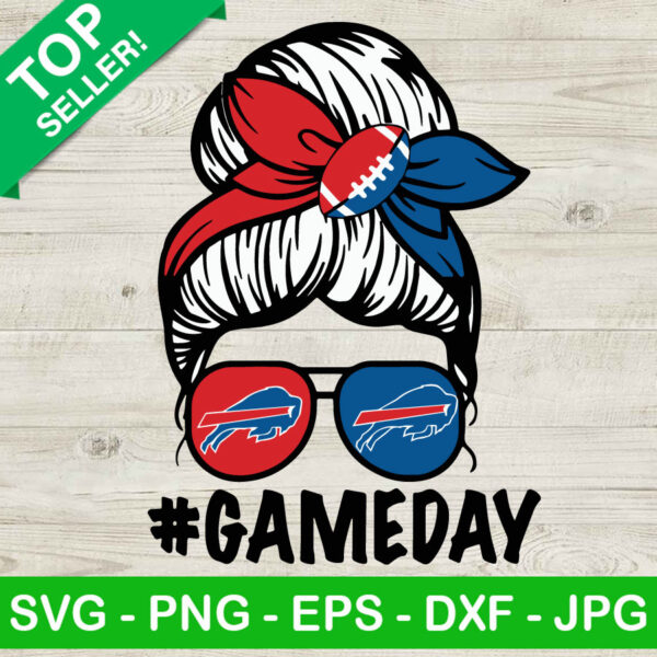 Messy Bun Girl Bills Game Day SVG