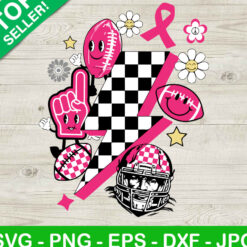 Vintage lightning bolt breast cancer SVG