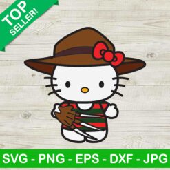 Hello Kitty Freddy Krueger SVG, Chibi Horror Kitty Cat SVG, Kitty Halloween Killer SVG, Freddy SVG PNG