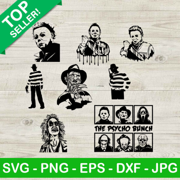 The Psycho Bunch Horror Movie Characters SVG