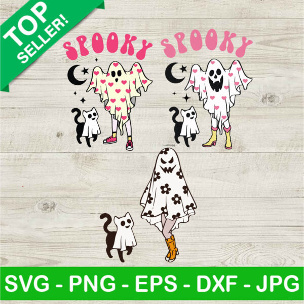 Spooky Floral Girl Ghost With Cat SVG