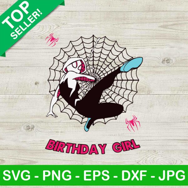 Spider Gwen Happy Birthday SVG, Spider Gwen SVG, Birthday Girl SVG, Pink Spider SVG PNG DXF EPS