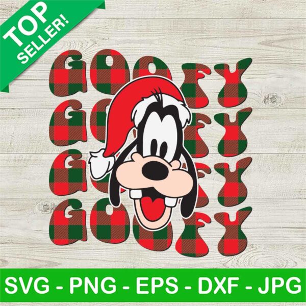 Goofy Retro Christmas Buffalo Plaid SVG, Disney Goofy Santa SVG, Retro Christmas SVG, Buffalo Plaid Christmas SVG