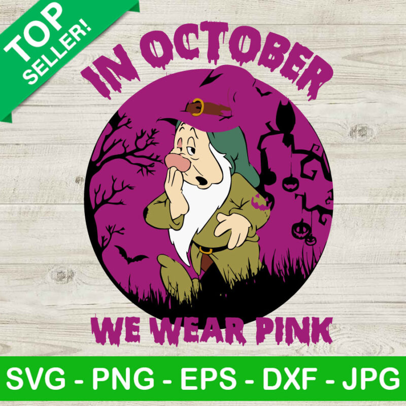Sleepy Snow White In October We Wear Pink SVG, Breast Cancer Awareness SVG, Snow White Halloween SVG