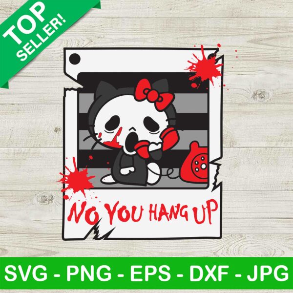 Hello Kitty Scream Ghost Tarot Card SVG, Horror No You Hang Up SVG, Halloween Ghostface SVG, Horror Kitty SVG