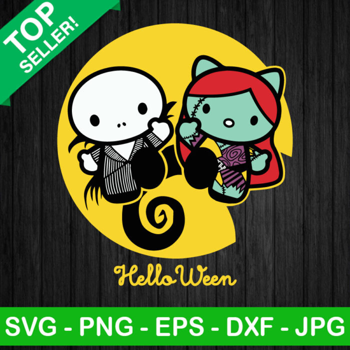 Jack And Sally Halloween Hello Kitty SVG