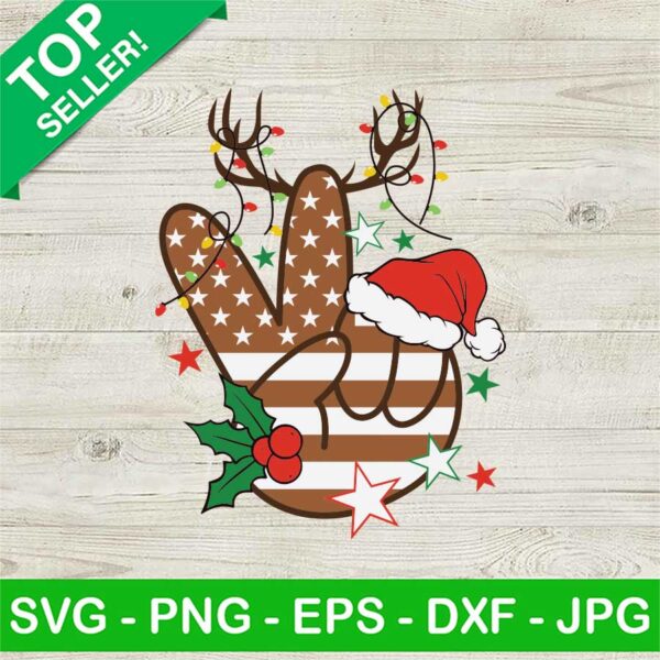 Peace Sign Hand Christmas Deer SVG