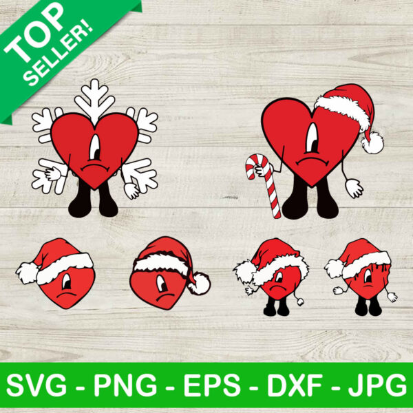 Bad Bunny Heart Santa Hat SVG bundle