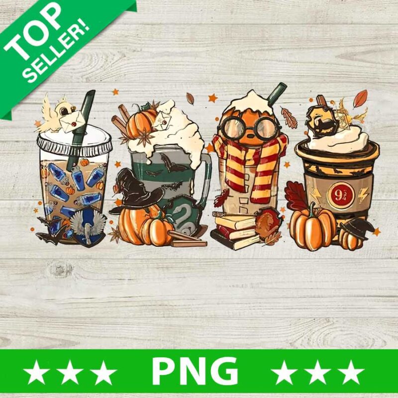 Harry Potter Halloween Coffee PNG, Retro Harry Potter Pumpkin Sublimation transfer PNG, Fall Coffee PNG