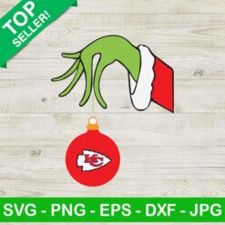 Grinch Holding Kansas City Chiefs Ornament SVG, Kansas City Chiefs NFL Christmas SVG, Grinch Christmas SVG