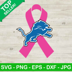 Breast Cancer Detroit Lions Pink Ribbon SVG
