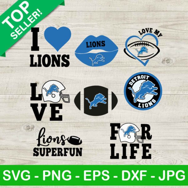 I Love Detroit Lions Football SVG bundle
