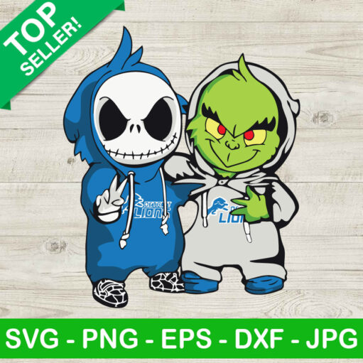 Grinch And Jack Skellington Detroit Lions Svg