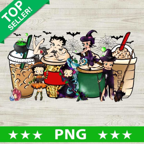 Betty Boop Halloween Coffee PNG