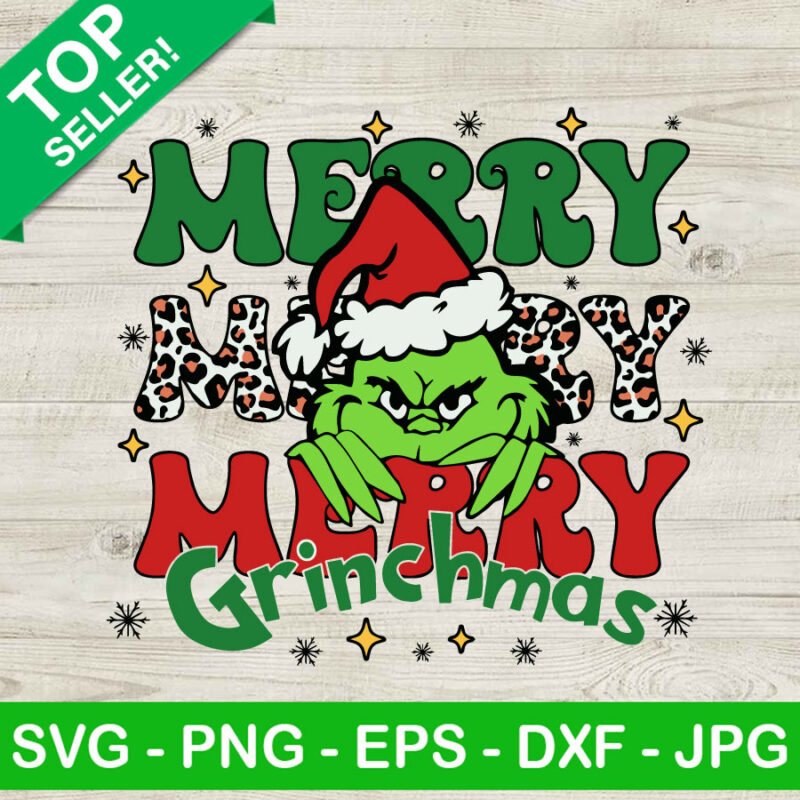 Leopard Merry Grinchmas SVG, Merry Grinchmas SVG, Merry Merry Merry ...