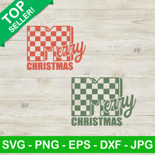 MTV Merry Christmas SVG, MTV Music Television Logo SVG, Retro Christmas Checkered SVG PNG DXF