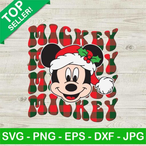 Mickey Retro Christmas Buffalo Plaid Svg