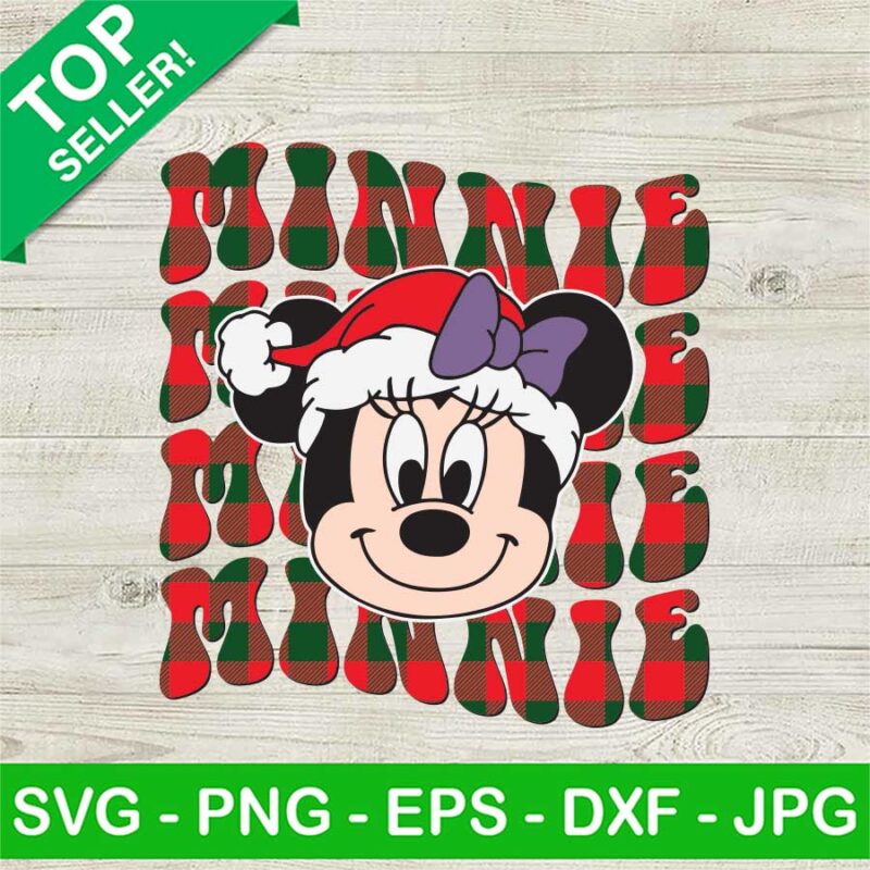 Minnie Retro Christmas Buffalo Plaid SVG, Retro Mouse Christmas SVG, Groovy Minnie Buffalo Plaid SVG