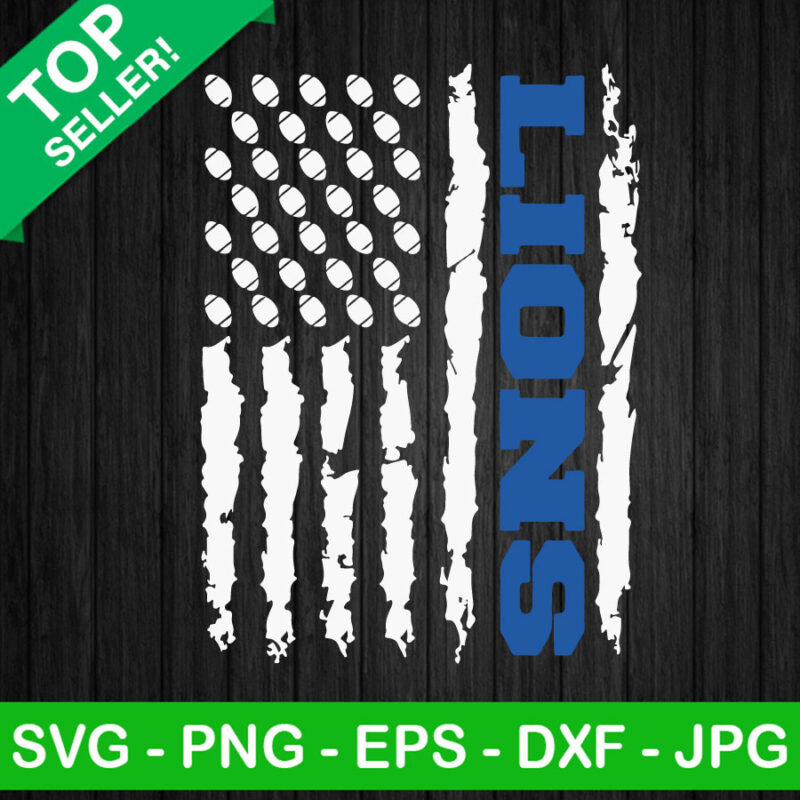 American Flag Lions Football SVG