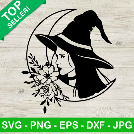 Flower Moon Witch Svg