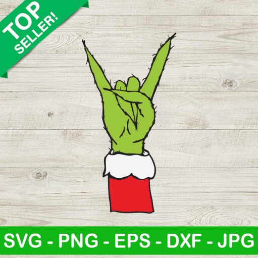 Grinch Peace Sign Hand Svg
