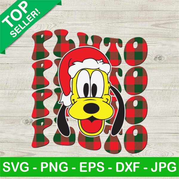 Pluto Retro Christmas Buffalo Plaid SVG