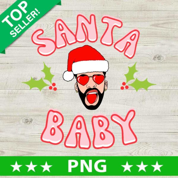 Bad Bunny Benito Santa Baby Christmas PNG