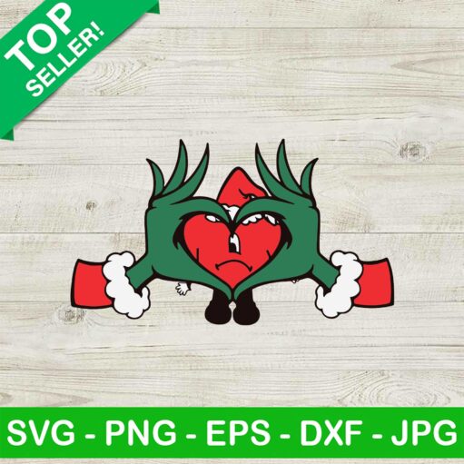 Grinch Hand Bad Bunny Heart Christmas Svg