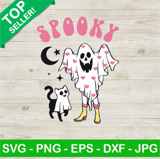 Cute Spooky Ghost Girl With Cat Svg