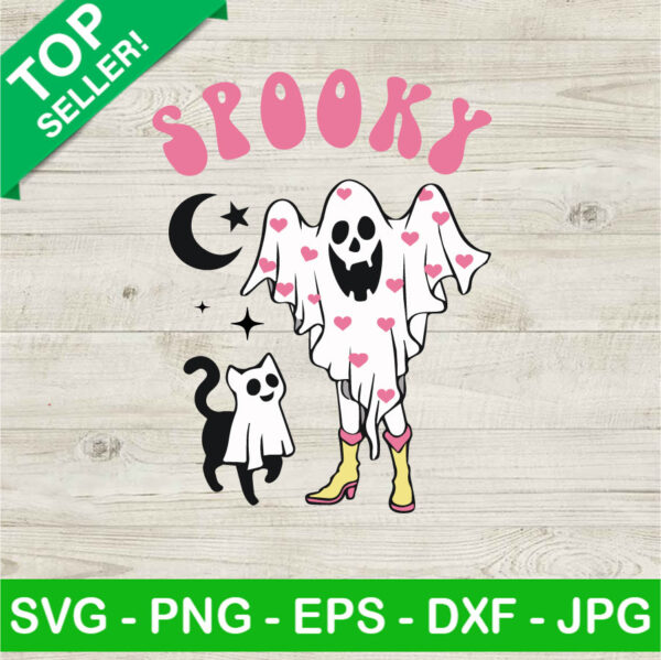 Cute Spooky Ghost Girl With Cat SVG