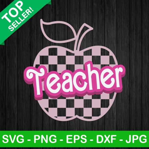 Barbie Teacher Apple Checkered SVG