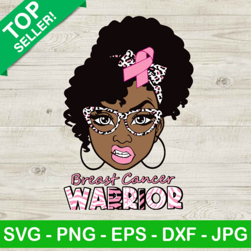 Breast Cancer Warrior Afro Girl Svg