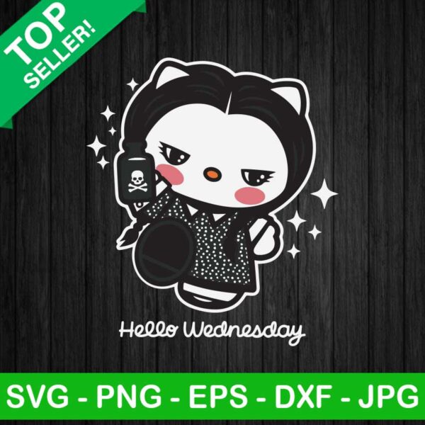 Hello Kitty Baby Wednesday Addams SVG