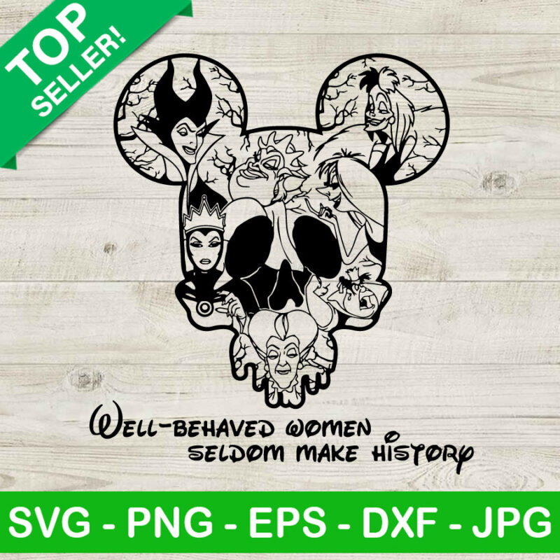 Well Behaved Women Mickey Mouse Skull SVG, Villains Evil Mickey Skull ...