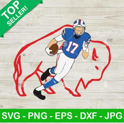 Buffalo Bills 17 Josh Allen Rugby Ball SVG PNG