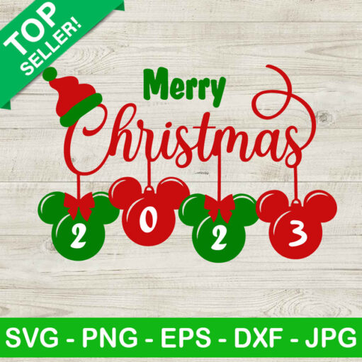 Merry Christmas 2023 Mickey Ornament Svg