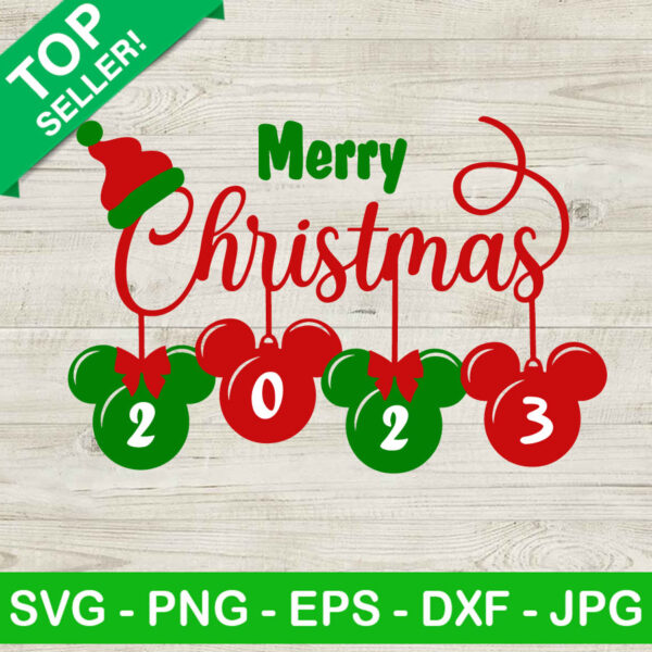 Merry christmas 2023 mickey ornament svg