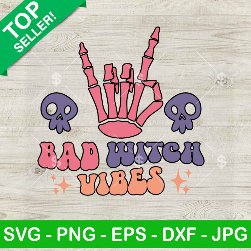 Bad Witch Vibes Skull Hand SVG