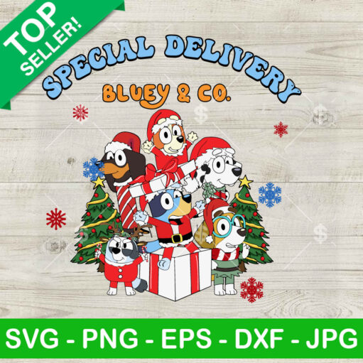 Special Delivery Bluey And Co Christmas Svg