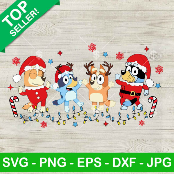Bluey Family Santa Claus Christmas SVG, Bluey And Bingo Christmas SVG, Merry Christmas SVG