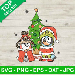 Bluey Santa Christmas SVG, Bluey And Bingo With Christmas Tree SVG, Merry Christmas SVG