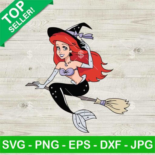 Ariel Princess Witch Hat Halloween Svg