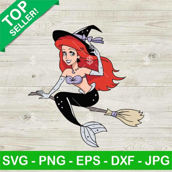 Ariel Princess Witch Hat Halloween SVG