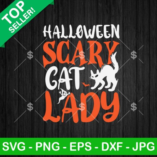 Halloween Scary Cat Lady SVG, Halloween Cute Ghost Cat SVG, Pet Lover SVG PNG DXF EPS